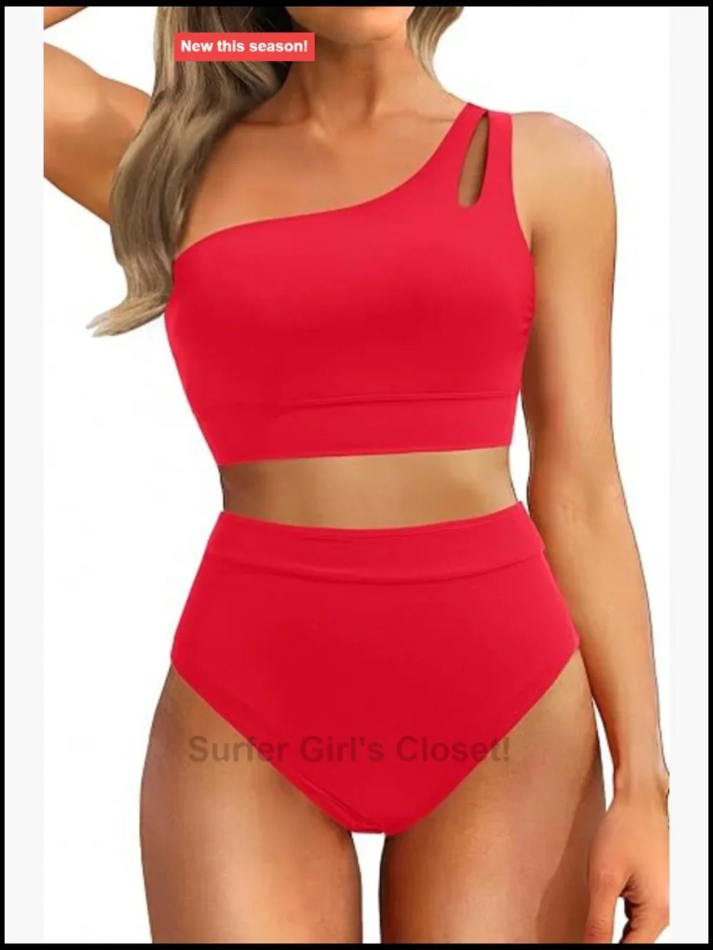 One Shoulder High Waisted Bikini Set Tummy Control Full Coverage Swimwear